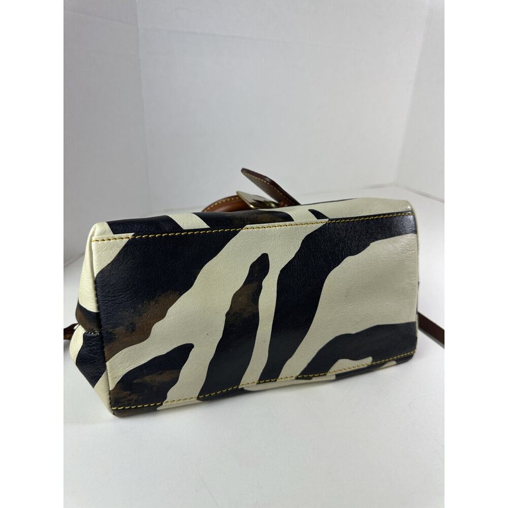 Dooney & Bourke Genuine Florentine Vacchetta Leather Satchel Zebra Print Bag - Picture 2 of 14